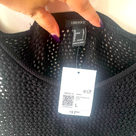 Forever 21 Black Knitted Crop Top - Picture 3 of 3
